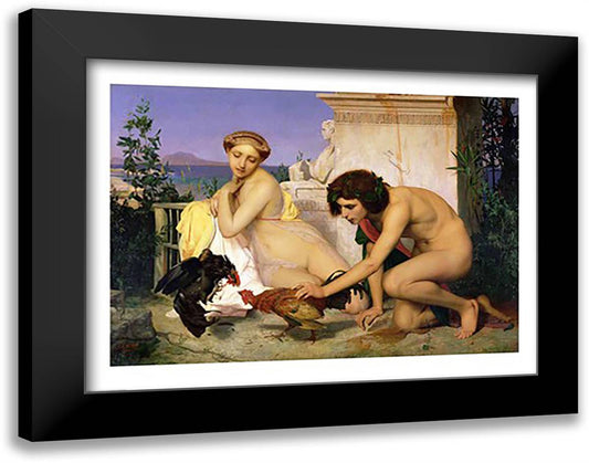Young Greeks Encouraging Cocks to Fight, 1846 28x22 Black Modern Wood Framed Art Print Poster by Gerome, Jean Leon