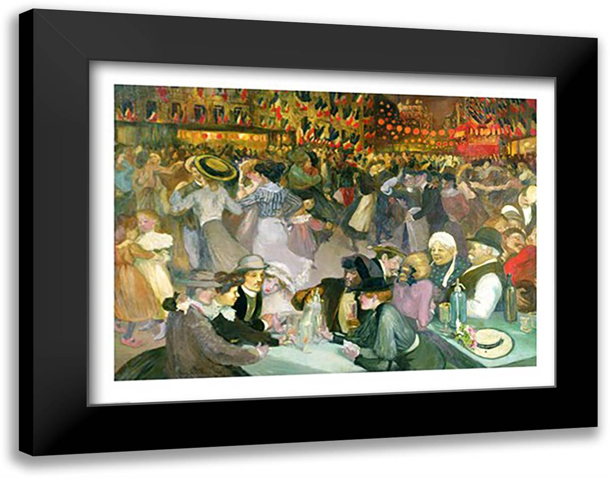 Ball on the 14th July 28x22 Black Modern Wood Framed Art Print Poster by Steinlen, Theophile-Alexandre