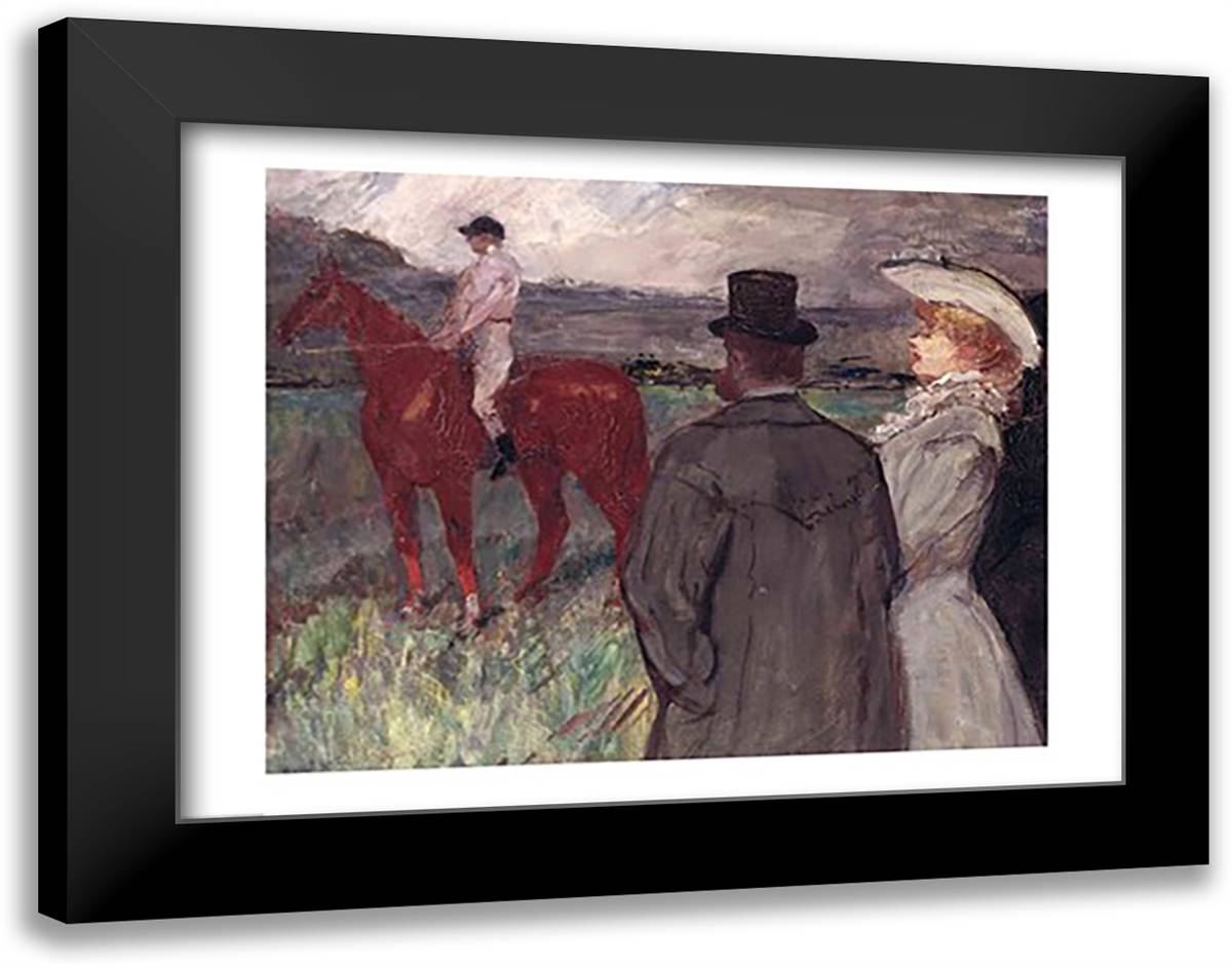 At the Racecourse, 1899 28x22 Black Modern Wood Framed Art Print Poster by Toulouse-Lautrec, Henri de