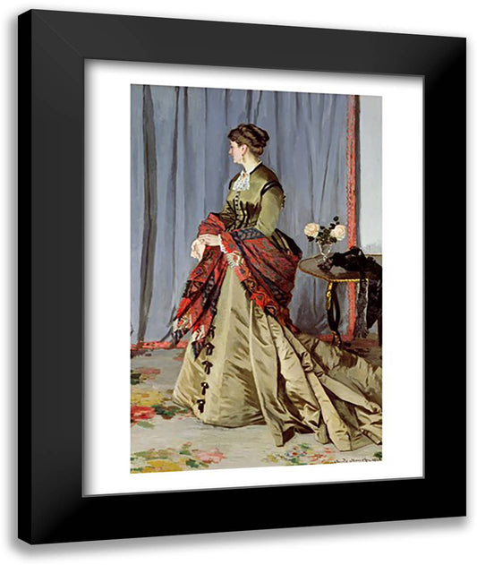 Portrait of Madame Louis Joachim Gaudibert, 1868 22x28 Black Modern Wood Framed Art Print Poster by Monet, Claude