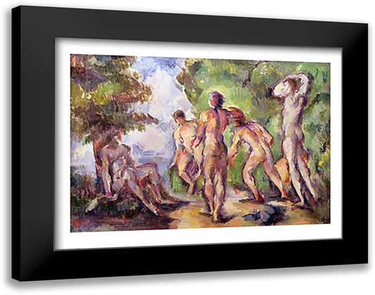 Bathers 28x22 Black Modern Wood Framed Art Print Poster by Cezanne, Paul