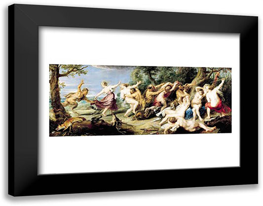 Diana and her Nymphs Surprised by Fauns, 1638-40 28x22 Black Modern Wood Framed Art Print Poster by Rubens, Peter Paul