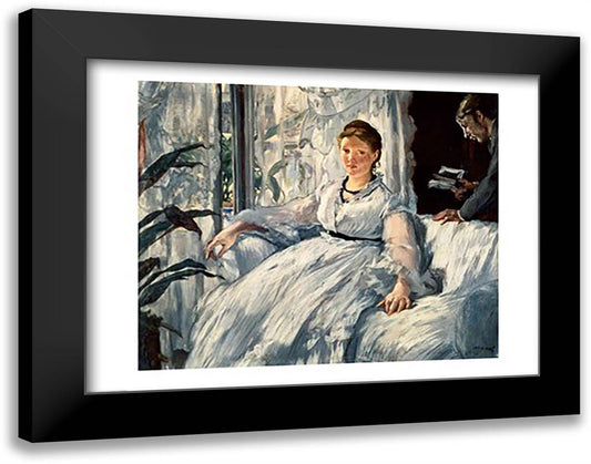Reading, 1865 28x22 Black Modern Wood Framed Art Print Poster by Manet, Edouard
