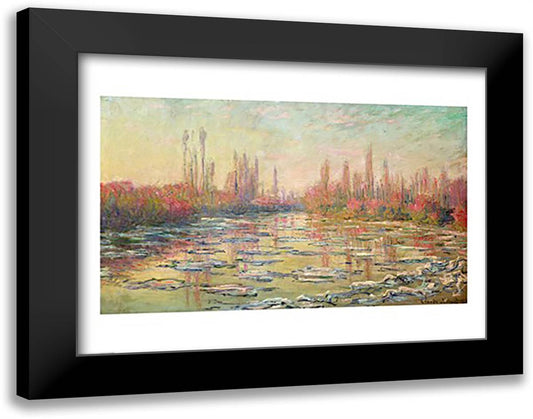 The Thaw on the Seine, near Vetheuil, 1880 28x22 Black Modern Wood Framed Art Print Poster by Monet, Claude