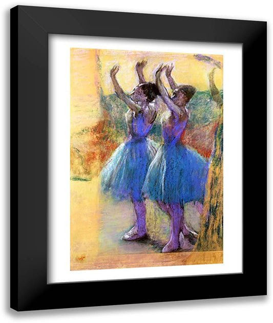 Two Blue Dancers 22x28 Black Modern Wood Framed Art Print Poster by Degas, Edgar