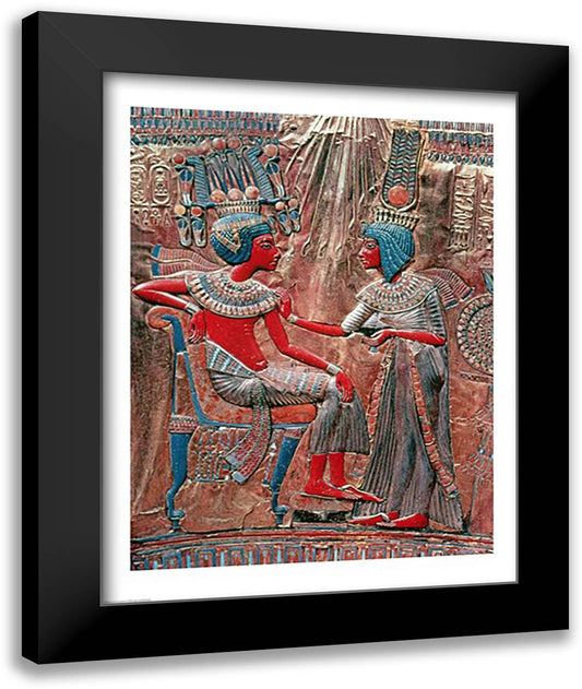 The back of the throne of Tutankhamun 22x28 Black Modern Wood Framed Art Print Poster