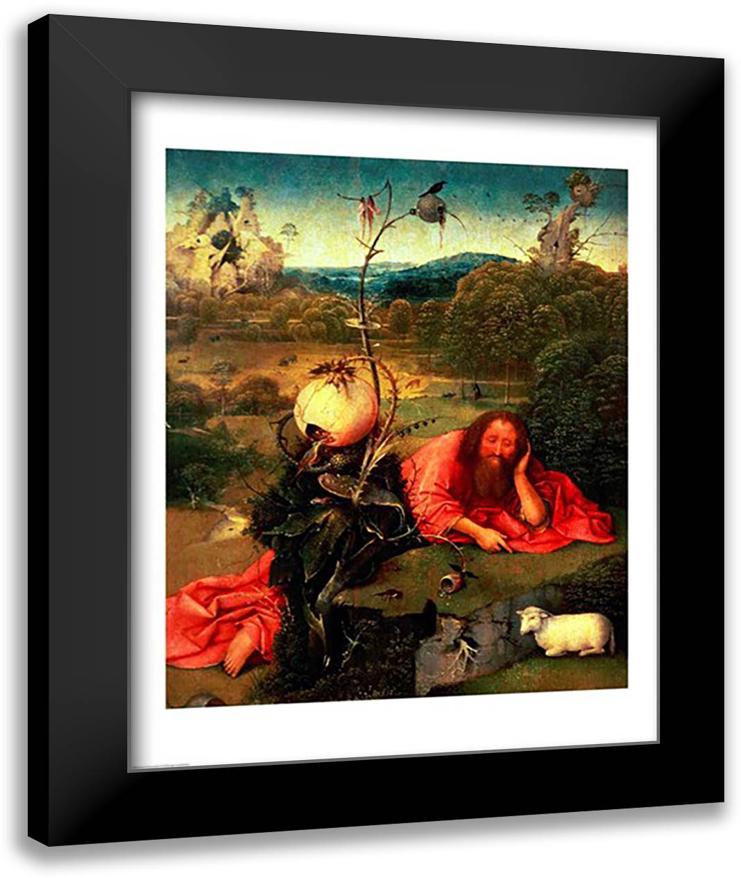 St. John the Baptist in Meditation 22x28 Black Modern Wood Framed Art Print Poster by Bosch, Hieronymus