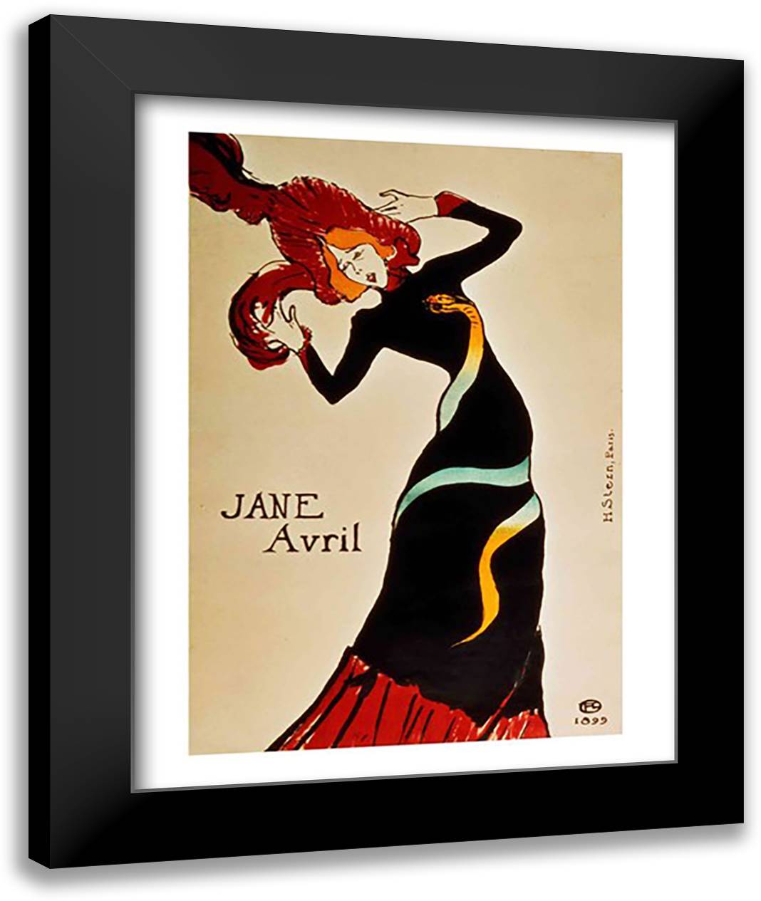 Jane Avril 22x28 Black Modern Wood Framed Art Print Poster by Toulouse-Lautrec, Henri de