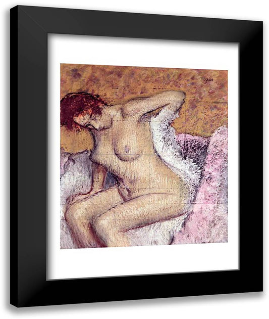 After the Bath 22x28 Black Modern Wood Framed Art Print Poster by Degas, Edgar