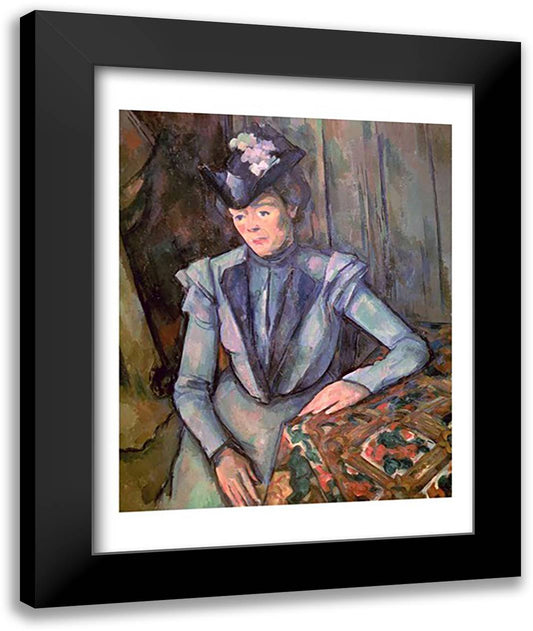 Woman in Blue 22x28 Black Modern Wood Framed Art Print Poster by Cezanne, Paul