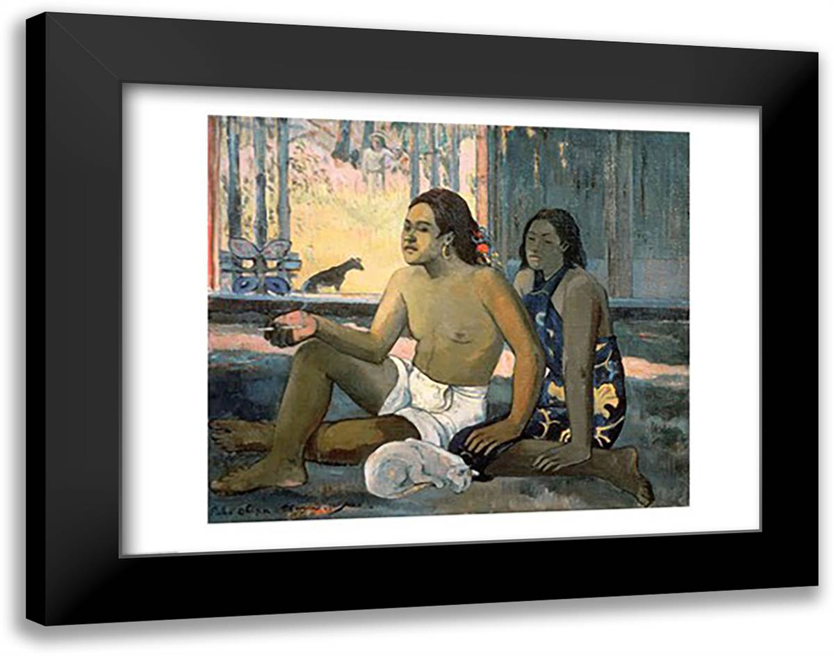 Eiaha Ohipa , 1896 28x22 Black Modern Wood Framed Art Print Poster by Gauguin, Paul