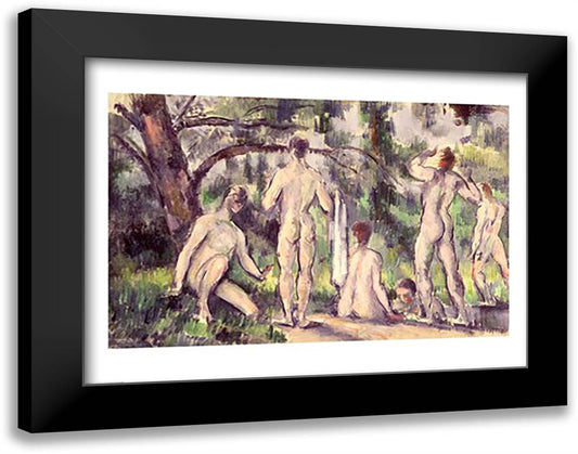 Study of Bathers 28x22 Black Modern Wood Framed Art Print Poster by Cezanne, Paul