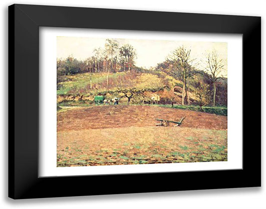 Ploughland, 1874 28x22 Black Modern Wood Framed Art Print Poster by Pissarro, Camille