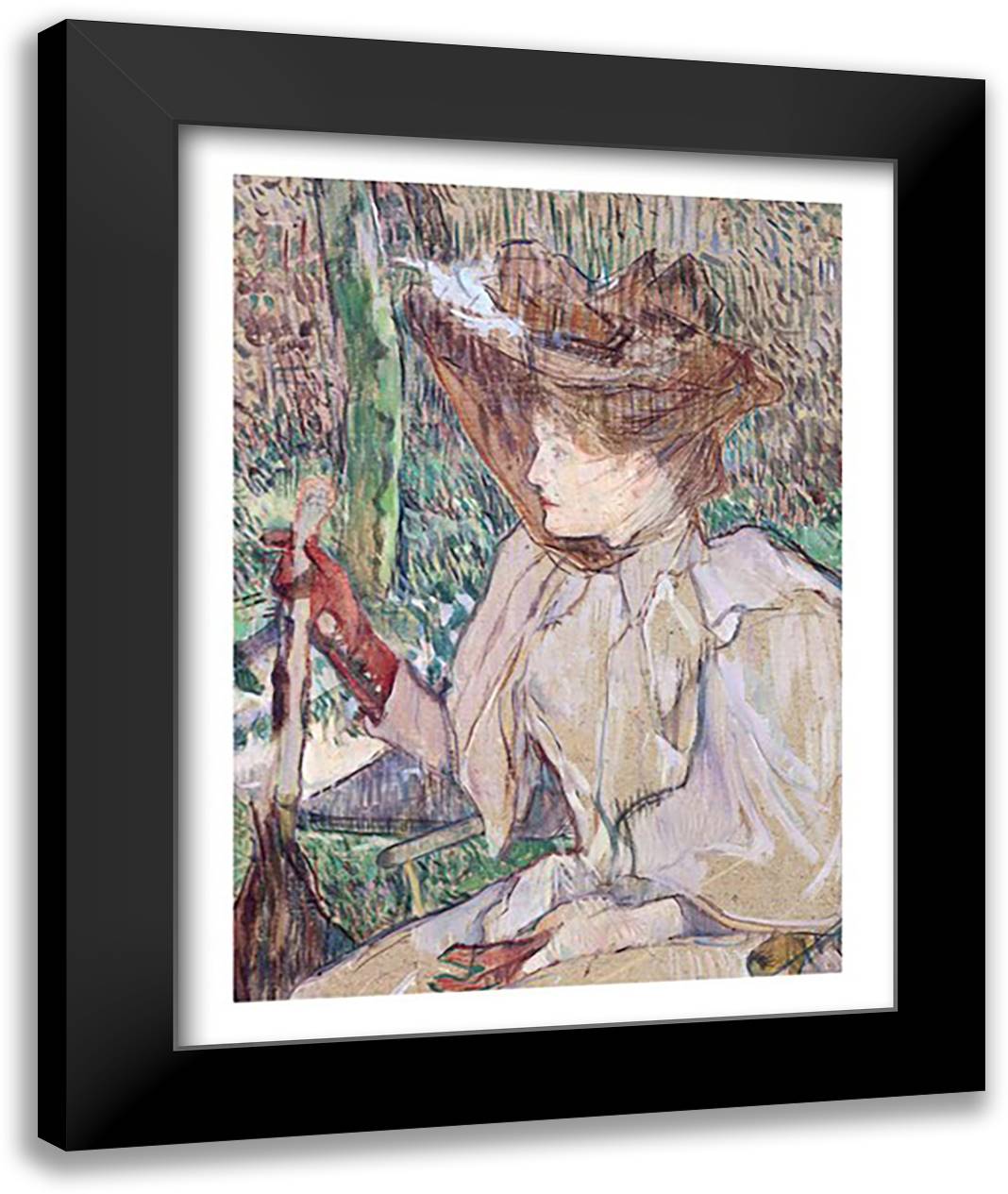 Woman with Gloves, 1891 22x28 Black Modern Wood Framed Art Print Poster by Toulouse-Lautrec, Henri de