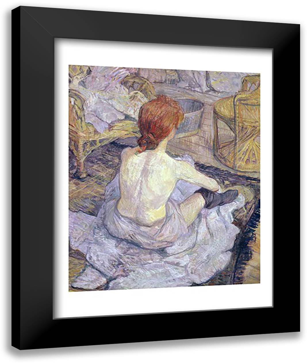 Woman at her Toilet, 1896 22x28 Black Modern Wood Framed Art Print Poster by Toulouse-Lautrec, Henri de