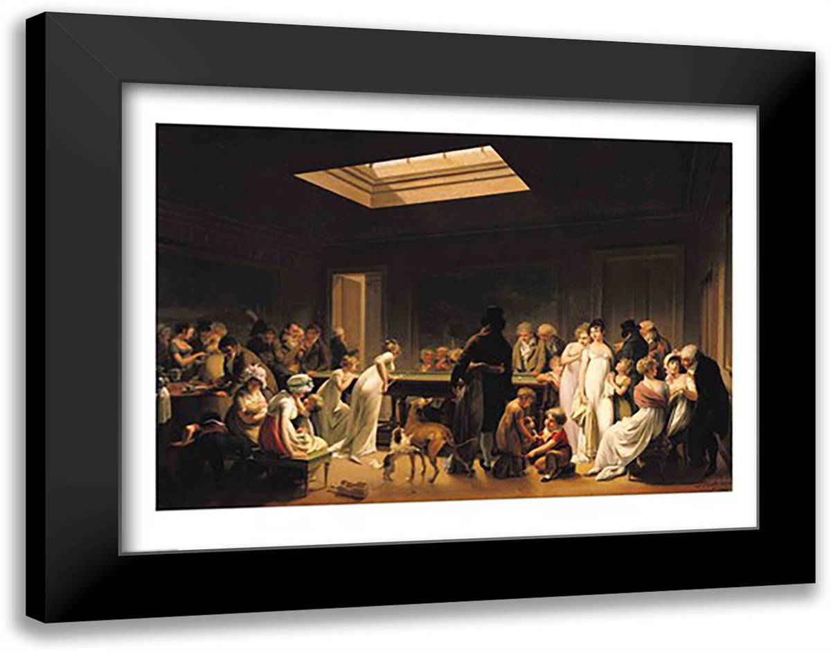 A Game of Billiards, 1807 28x22 Black Modern Wood Framed Art Print Poster by Boilly, Louis-Leopold