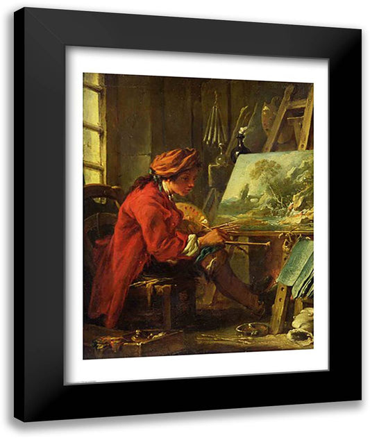 The Painter in his Studio 22x28 Black Modern Wood Framed Art Print Poster by Boucher, Francois