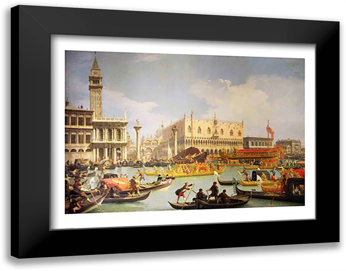 The Betrothal of the Venetian Doge to the Adriatic Sea 28x22 Black Modern Wood Framed Art Print Poster by Canaletto, Giovanni Antonio