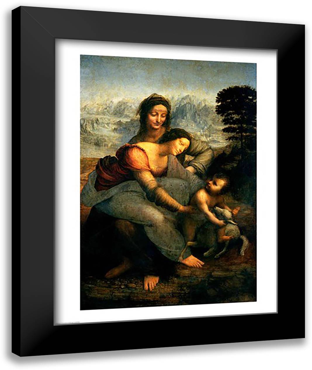 Virgin and Child with St. Anne, c.1510 22x28 Black Modern Wood Framed Art Print Poster by da Vinci, Leonardo