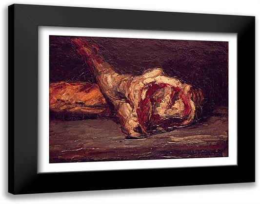 Still Life of a Leg of Mutton and Bread, 1865 28x22 Black Modern Wood Framed Art Print Poster by Cezanne, Paul