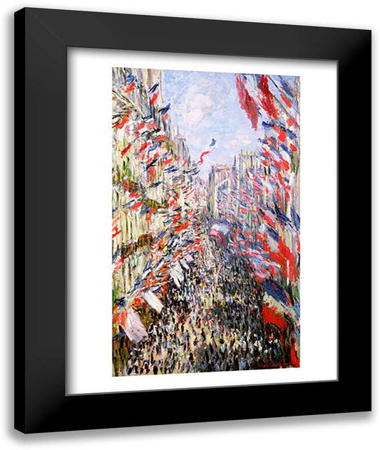 The Rue Montorgueil, Paris, Celebration of June 30, 1878 22x28 Black Modern Wood Framed Art Print Poster by Monet, Claude