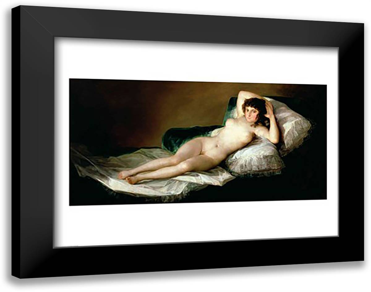 The Naked Maja, c.1800 28x22 Black Modern Wood Framed Art Print Poster by Goya, Francisco De