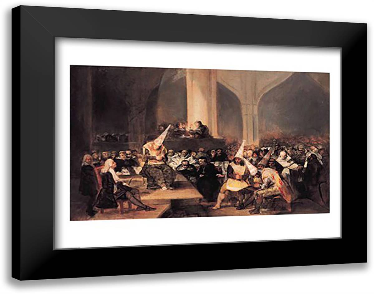 Court of the Inquisition 28x22 Black Modern Wood Framed Art Print Poster by Goya, Francisco De