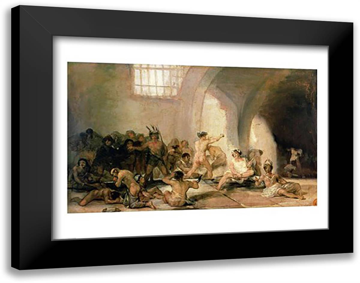 The Madhouse, 1812-15 28x22 Black Modern Wood Framed Art Print Poster by Goya, Francisco De