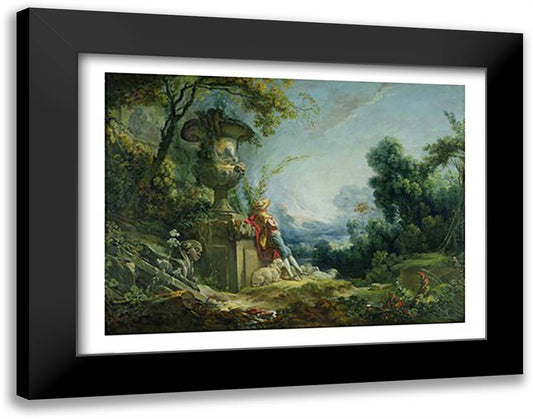 Pastoral Scene 28x22 Black Modern Wood Framed Art Print Poster by Boucher, Francois