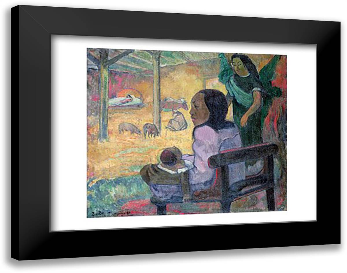 Be Be (The Nativity), 1896 28x22 Black Modern Wood Framed Art Print Poster by Gauguin, Paul