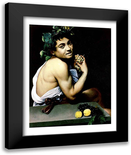 The Sick Bacchus, 1591 22x28 Black Modern Wood Framed Art Print Poster by Caravaggio