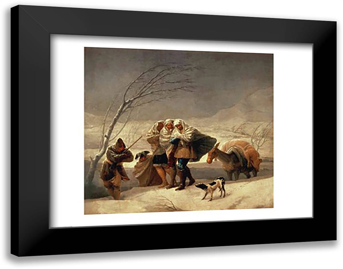 The Snowstorm, 1786-87 28x22 Black Modern Wood Framed Art Print Poster by Goya, Francisco De