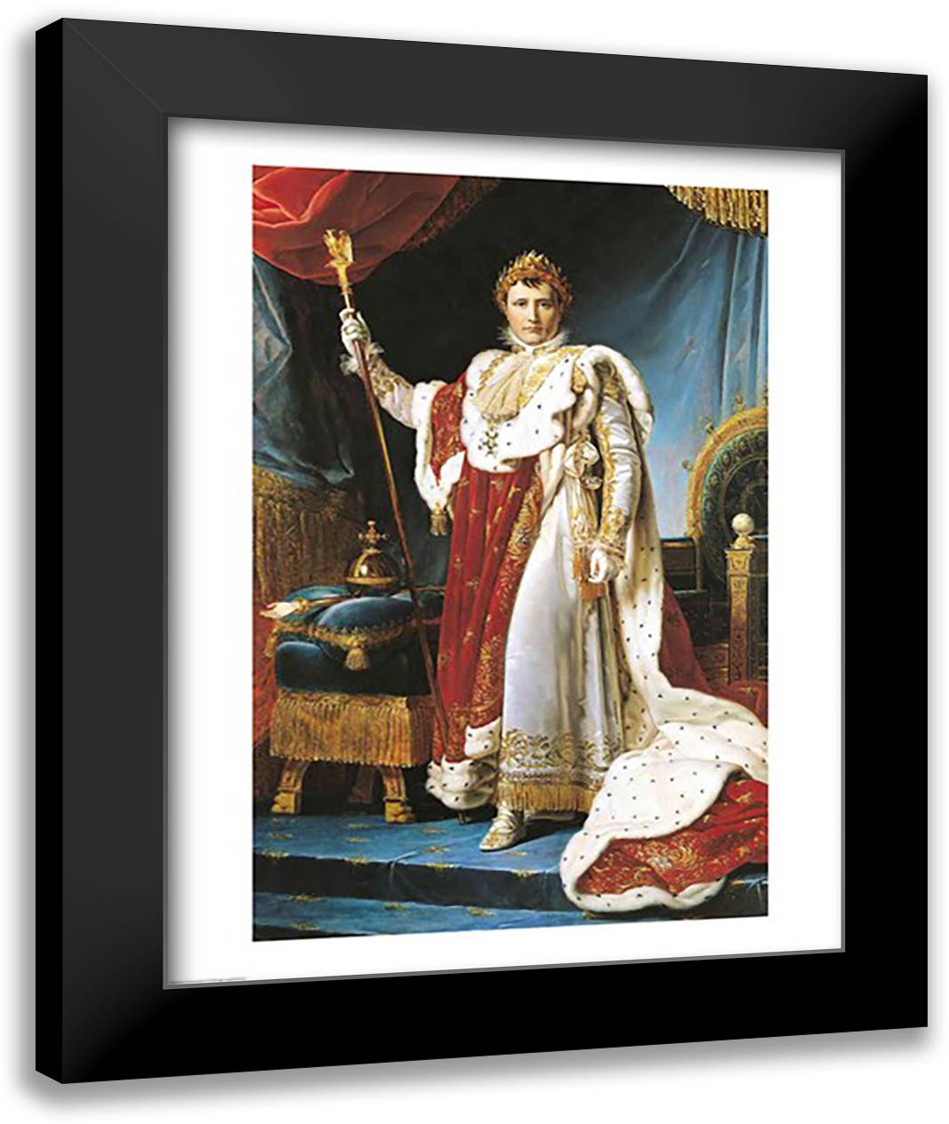 Napoleon I in his coronation robe, c.1804 22x28 Black Modern Wood Framed Art Print Poster by Gerard, Francois