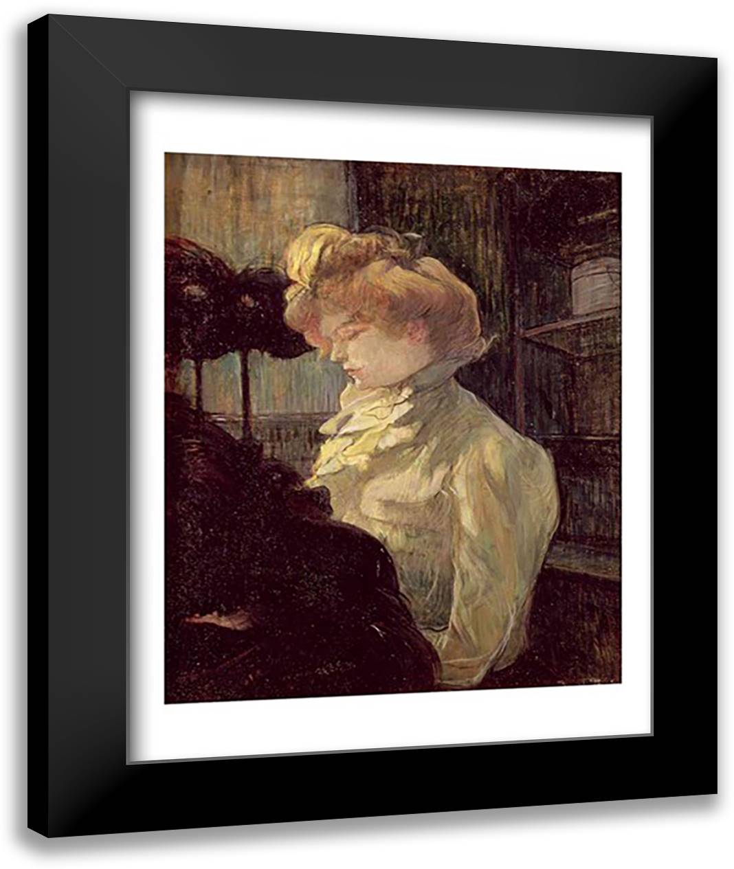 The Milliner, 1900 22x28 Black Modern Wood Framed Art Print Poster by Toulouse-Lautrec, Henri de