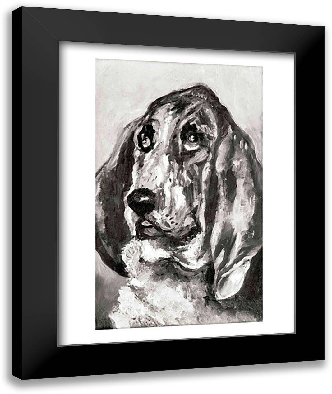 Head of a Dog Running, 1880 22x28 Black Modern Wood Framed Art Print Poster by Toulouse-Lautrec, Henri de