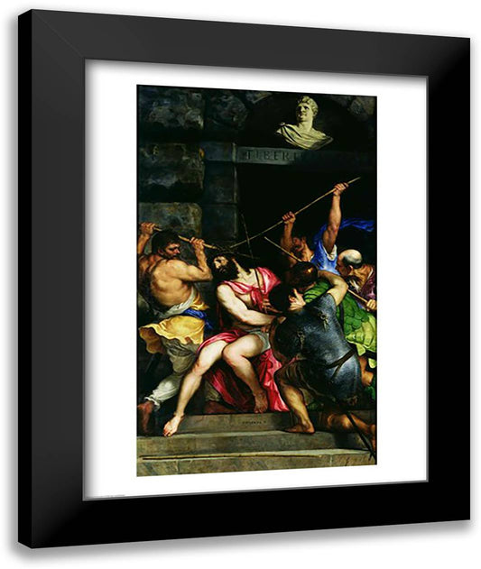 The Crowning with Thorns 22x28 Black Modern Wood Framed Art Print Poster by Titian