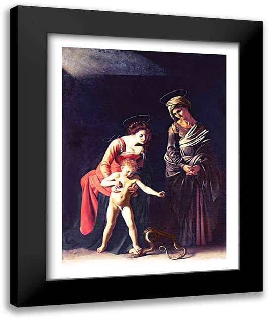 Madonna and Child with a Serpent, 1605 22x28 Black Modern Wood Framed Art Print Poster by Caravaggio