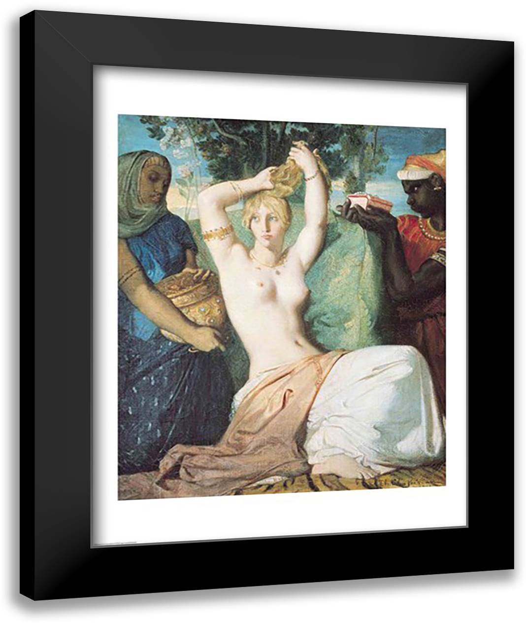 The Toilet of Esther, 1841 22x28 Black Modern Wood Framed Art Print Poster by Chasseriau, Theodore