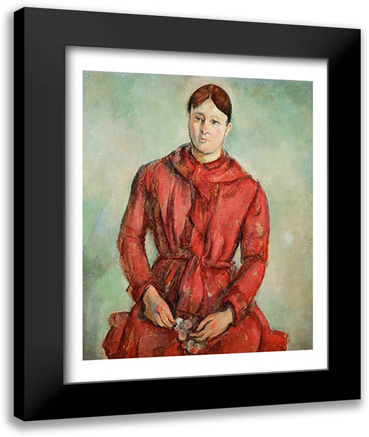 Portrait of Madame Cezanne in a Red Dress 22x28 Black Modern Wood Framed Art Print Poster by Cezanne, Paul