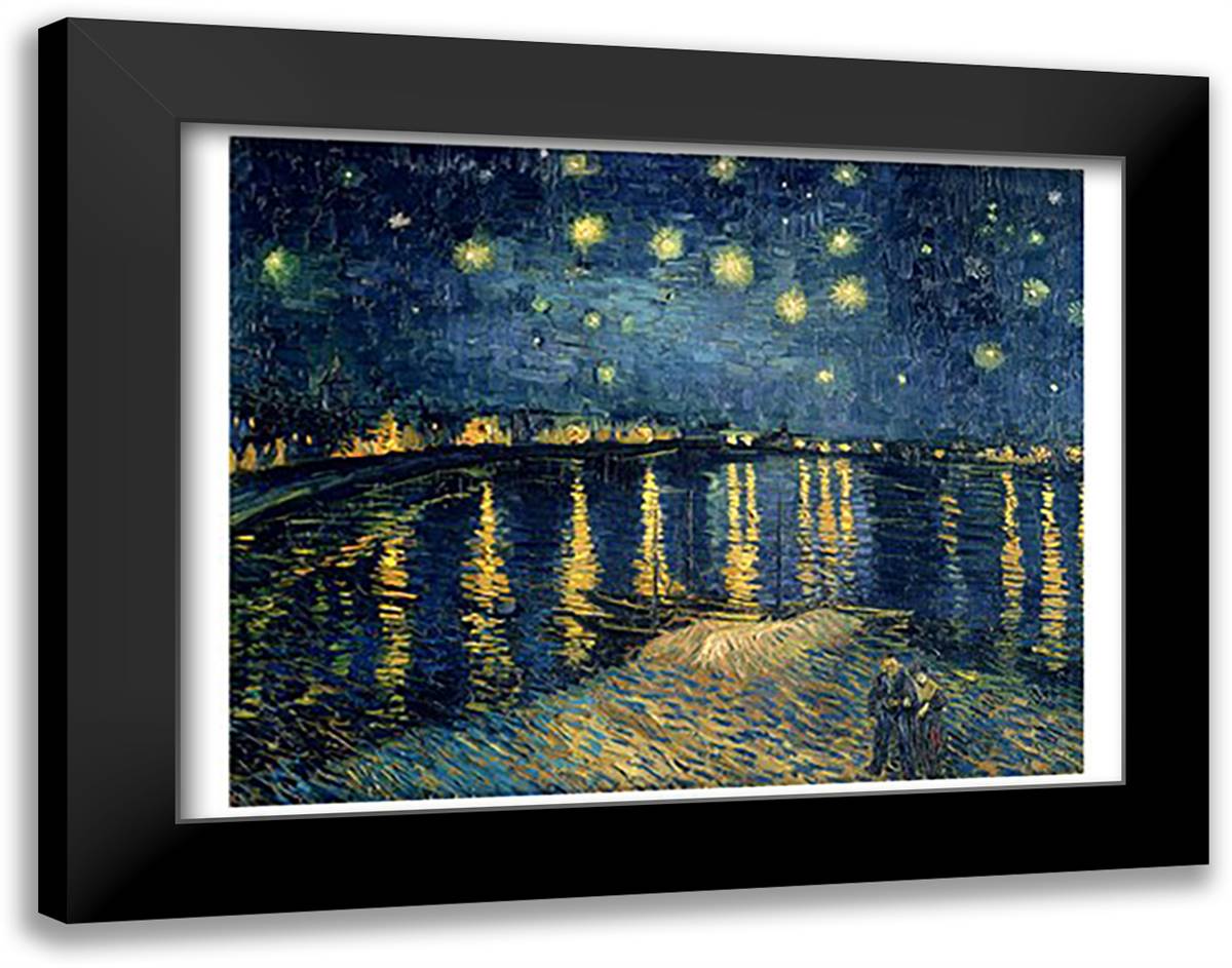 Starry Night over the Rhone, c.1888 28x22 Black Modern Wood Framed Art Print Poster by Van Gogh, Vincent