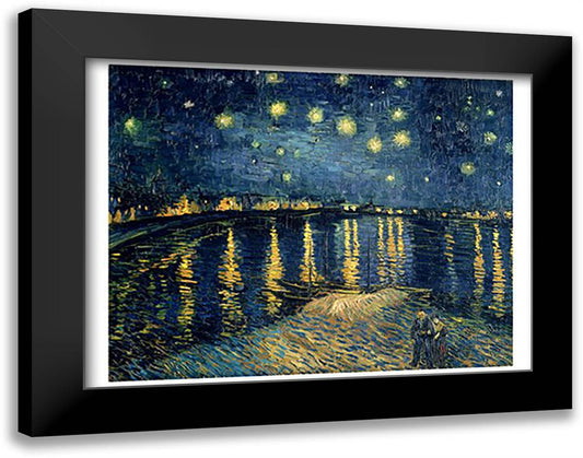 Starry Night over the Rhone, c.1888 28x22 Black Modern Wood Framed Art Print Poster by Van Gogh, Vincent