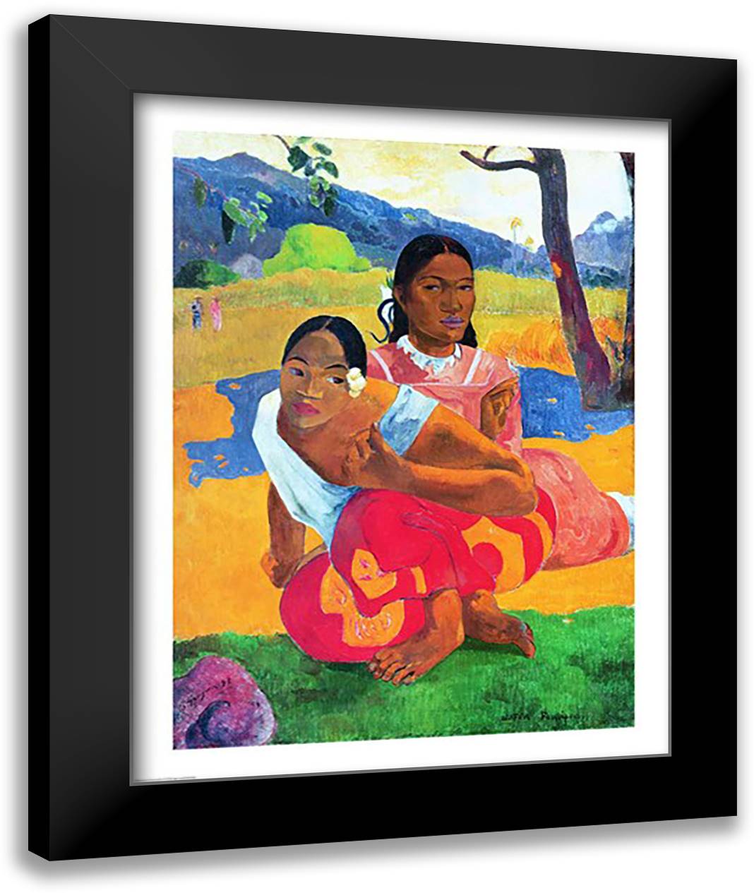 Nafea Faaipoipo 22x28 Black Modern Wood Framed Art Print Poster by Gauguin, Paul