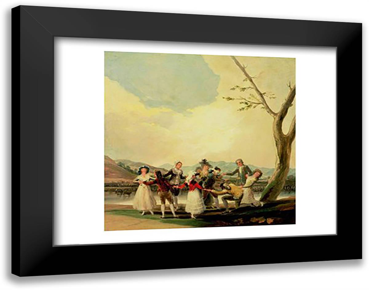 Blind Man's Buff 28x22 Black Modern Wood Framed Art Print Poster by Goya, Francisco De