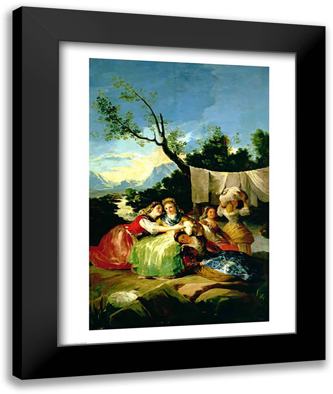 The Washerwomen, before 1780 22x28 Black Modern Wood Framed Art Print Poster by Goya, Francisco De