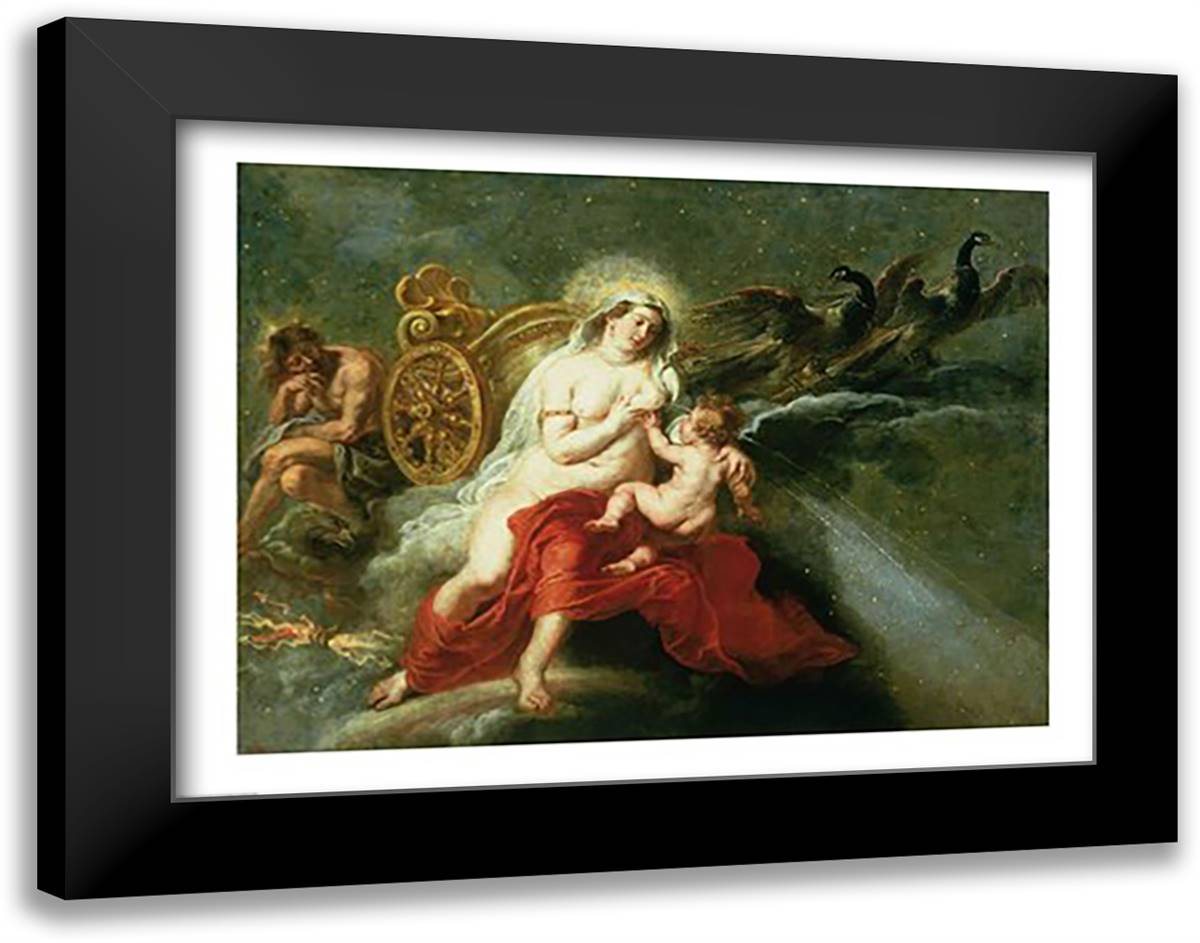 The Birth of the Milky Way, 1668 28x22 Black Modern Wood Framed Art Print Poster by Rubens, Peter Paul