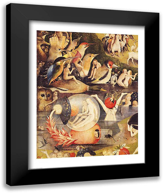 The Garden of Earthly Delights: Allegory of Luxury, central panel of triptych, c.1500 22x28 Black Modern Wood Framed Art Print Poster by Bosch, Hieronymus