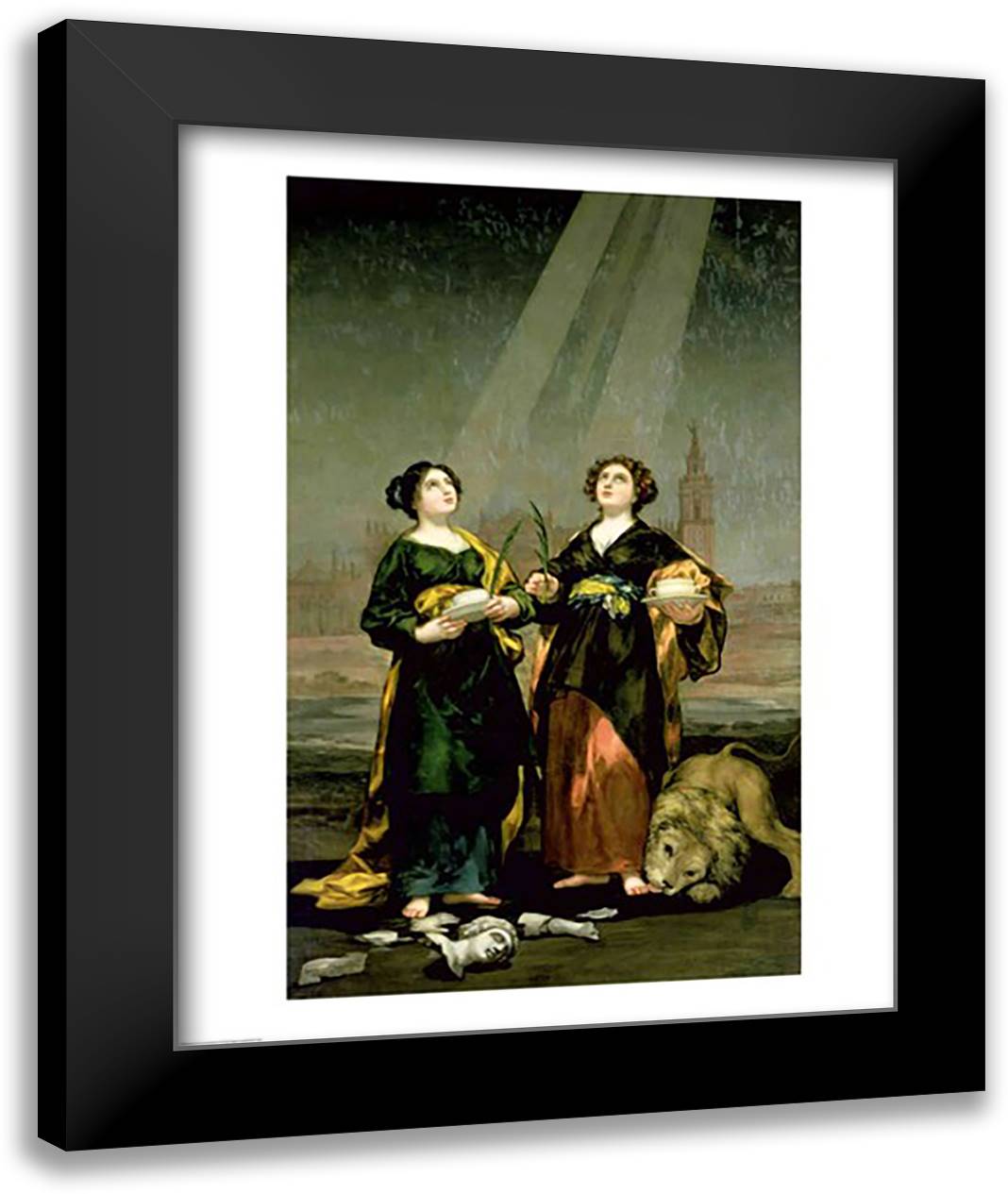 St. Justina and St. Rufina, 1817 22x28 Black Modern Wood Framed Art Print Poster by Goya, Francisco De