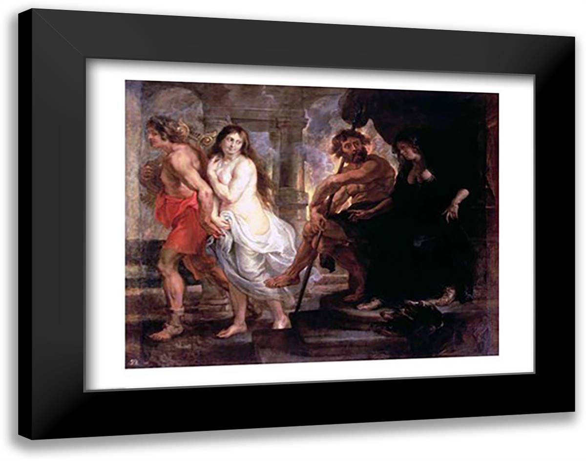 Orpheus and Eurydice 28x22 Black Modern Wood Framed Art Print Poster by Rubens, Peter Paul