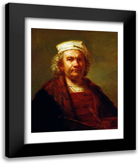 Self Portrait, c.1660 22x28 Black Modern Wood Framed Art Print Poster by Rembrandt