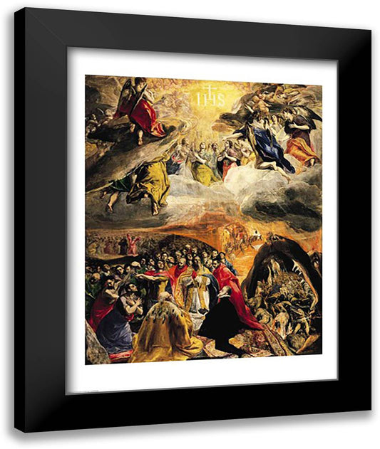 The Adoration of the Name of Jesus, c.1578 22x28 Black Modern Wood Framed Art Print Poster by El Greco